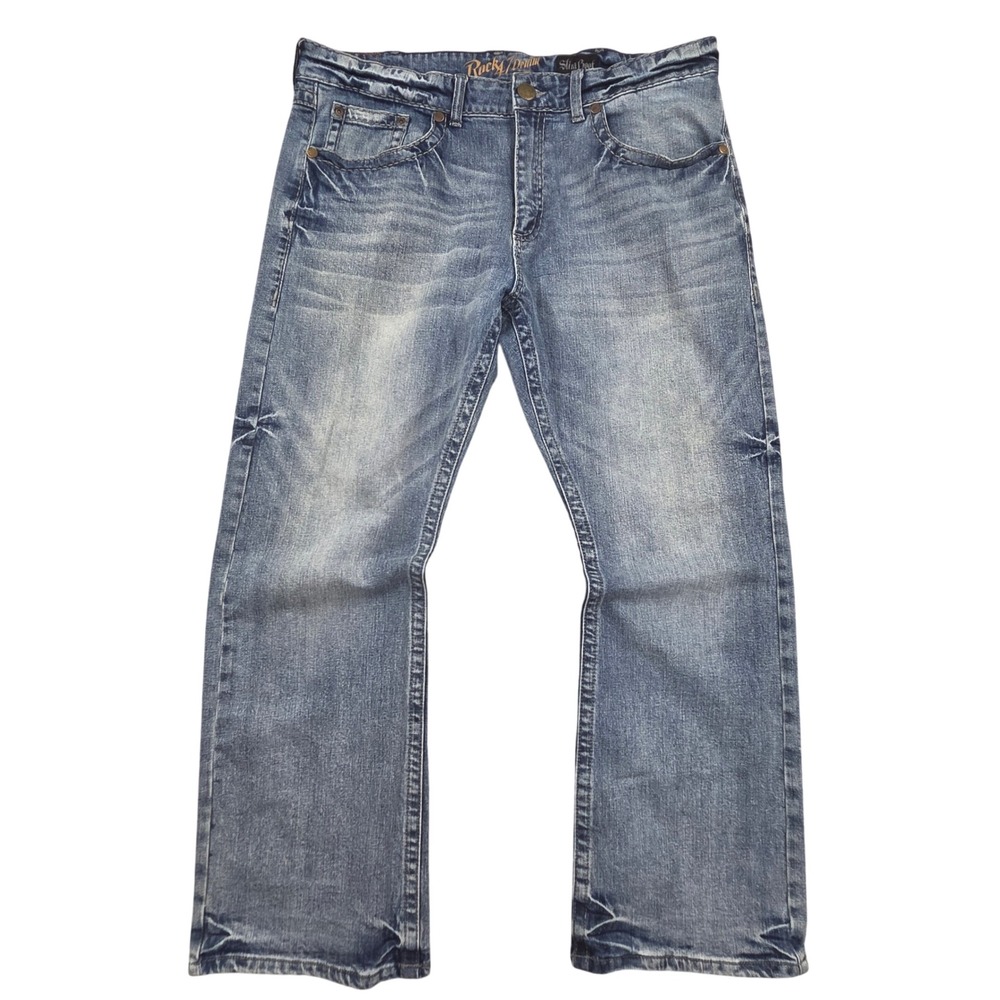 Wrangler Rock 47 Slim Boot Mens Jeans 38x30 Medium Wash Blue MRB47UB